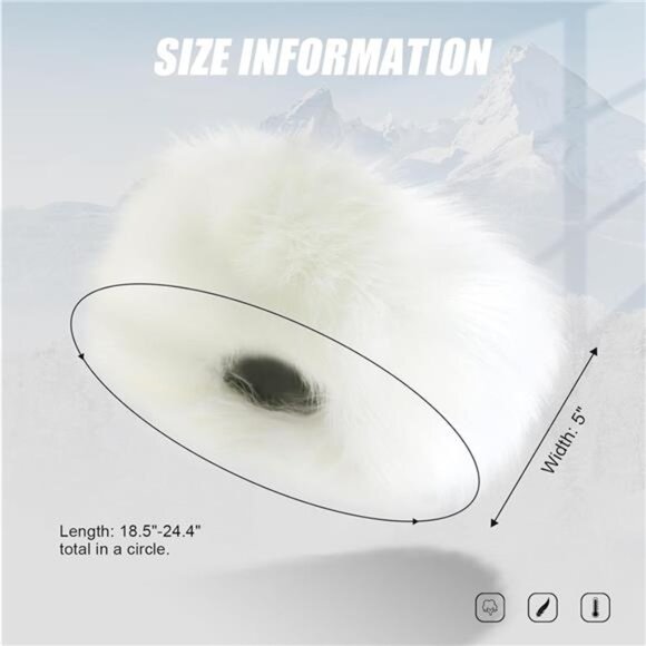 Faux Fur Headband for Women White 1 - Picture 4 of 6